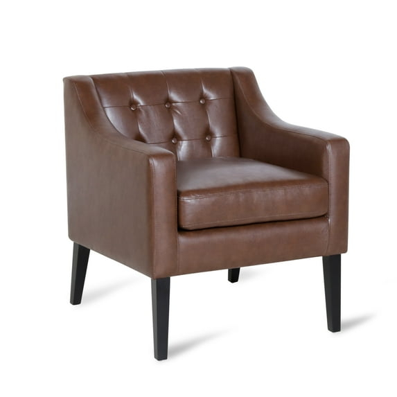 Noble House Annisa Faux Leather Club Chair, Dark Brown and Espresso