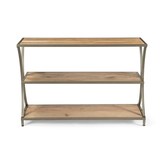 Noble House Ayaan Modern Industrial Handcrafted Mango Wood Console Table, Natural Finish and Silver