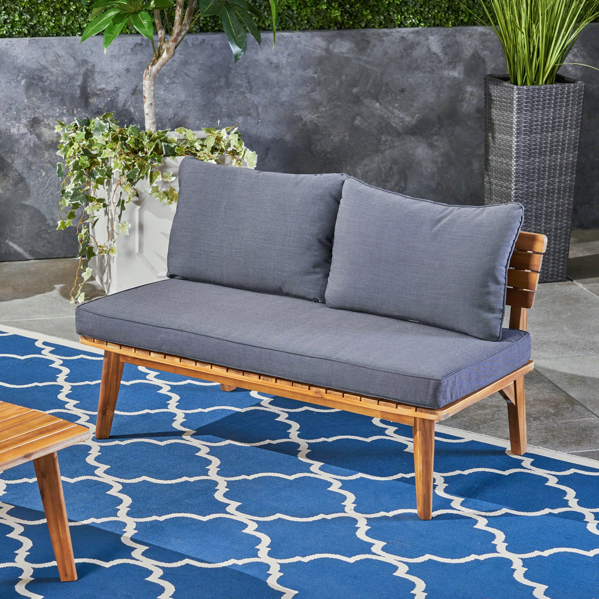 Noble House Balmoral Outdoor Loveseat Teak & Gray