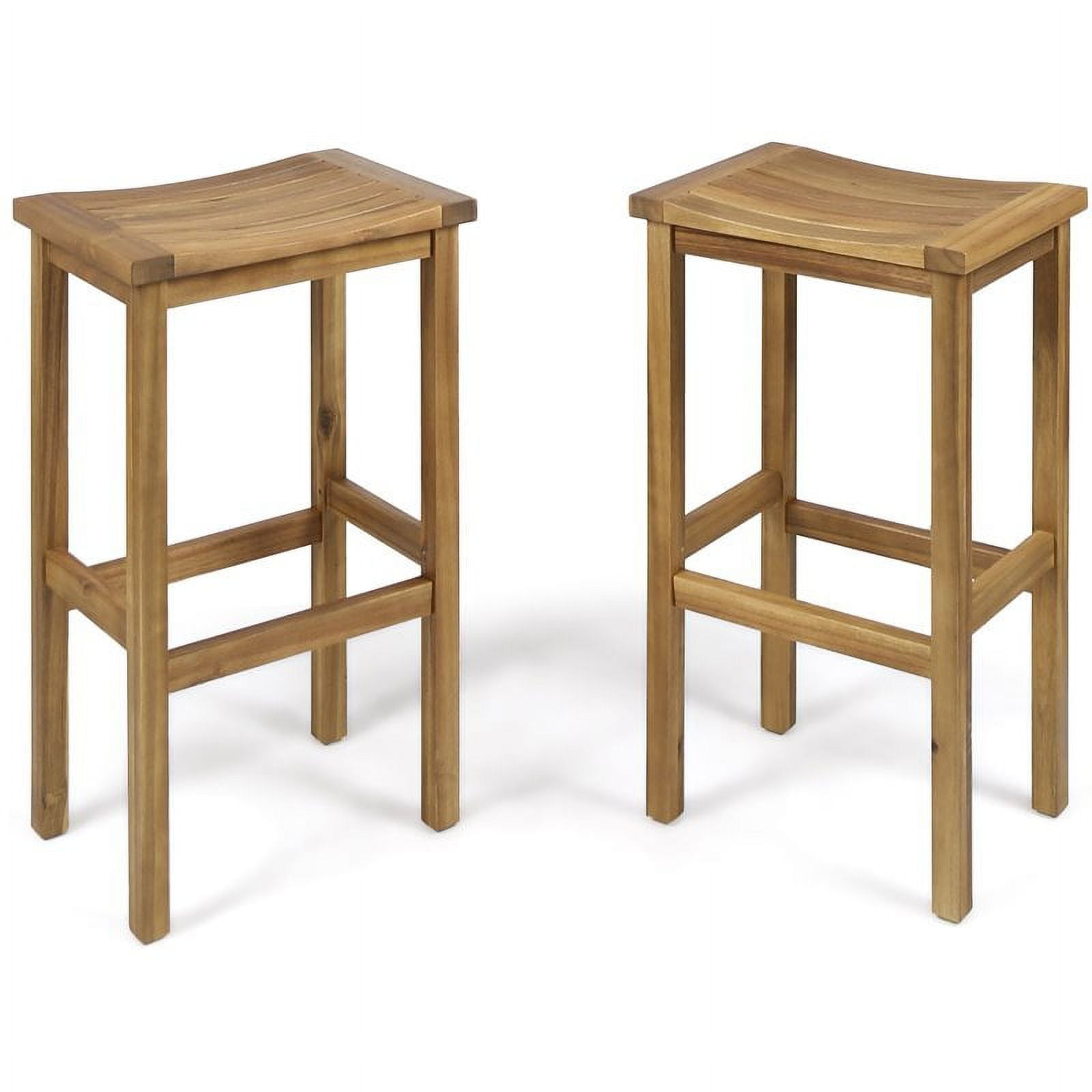 Noble House Caribbean Outdoor 30" Natural Acacia Wood Barstools (Set of 2)