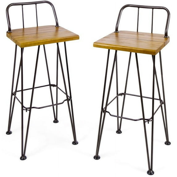 Noble House Denali Outdoor Teaked Acacia Wood Barstools (Set of 2)