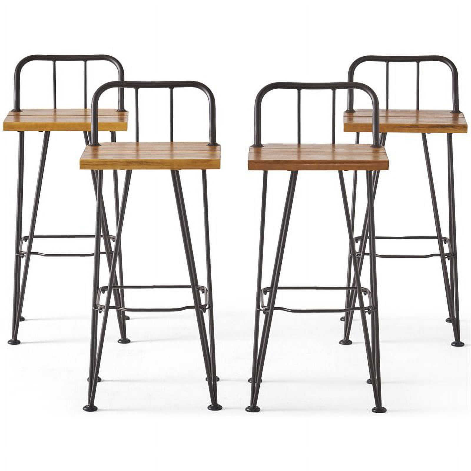 Noble House Denali Outdoor Teaked Acacia Wood Barstools (Set of 4)