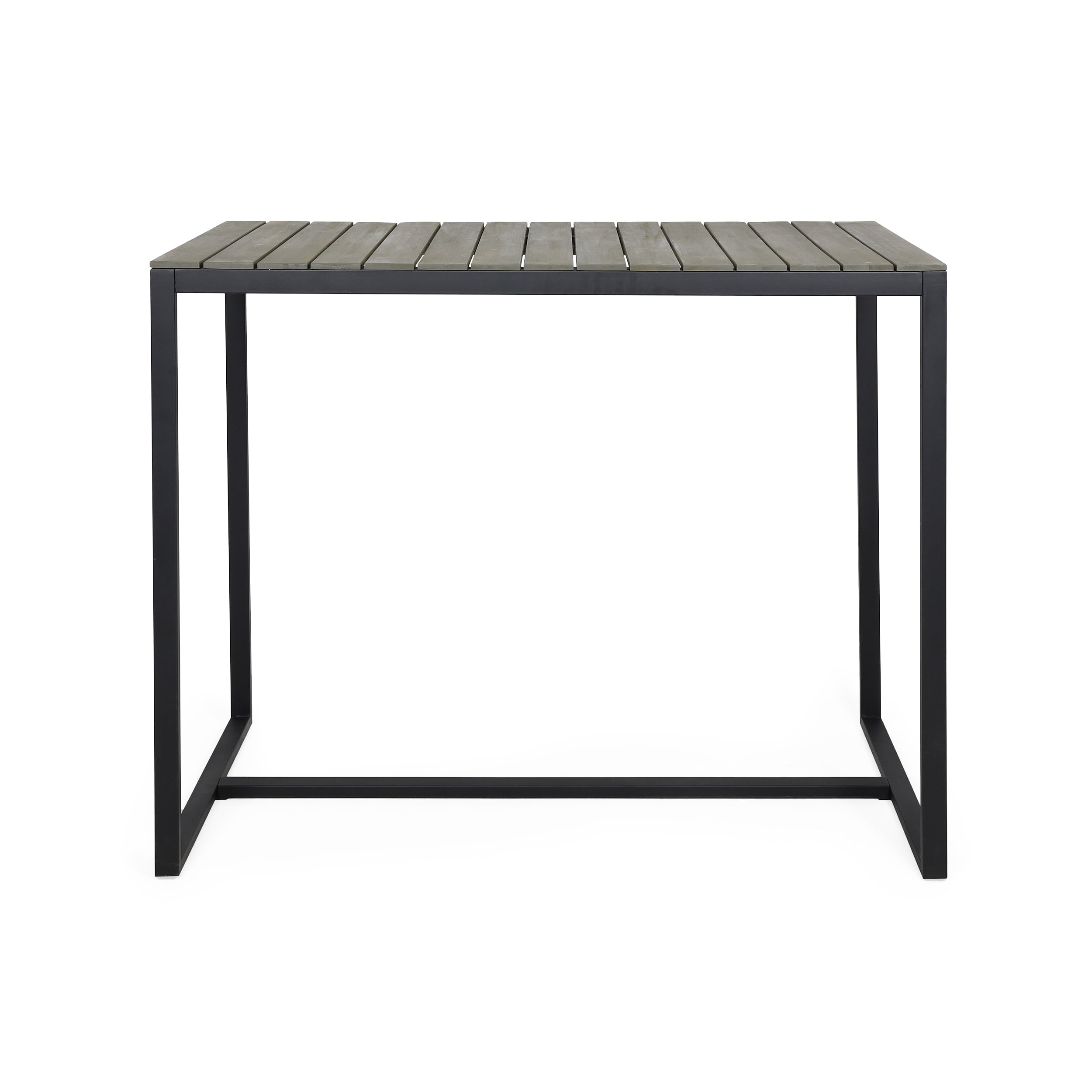 Noble House Elkhart Outdoor Modern Acacia Wood Bar Table Gray and Black