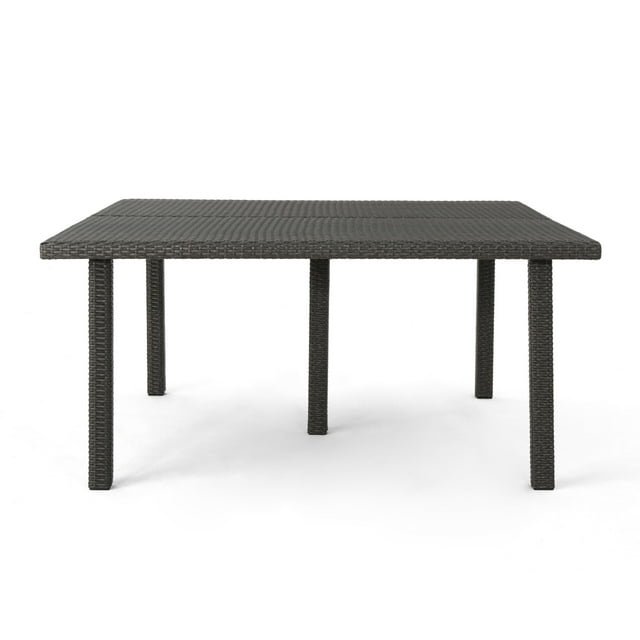 Noble House Fiona 64" Square Wicker Patio Dining Table in Gray