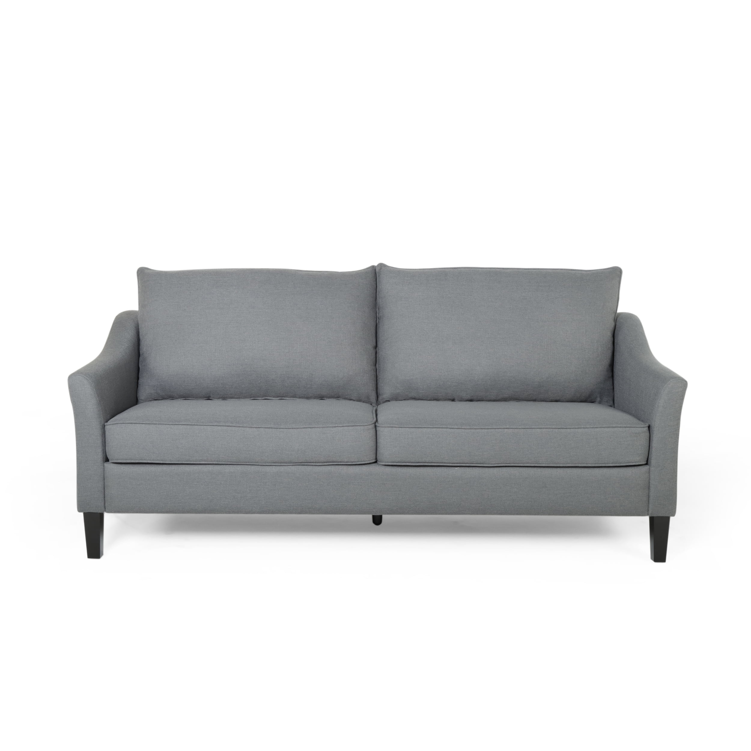 Noble House Glover Fabric 3 Seater Sofa with Pillow Cushions, Charcoal