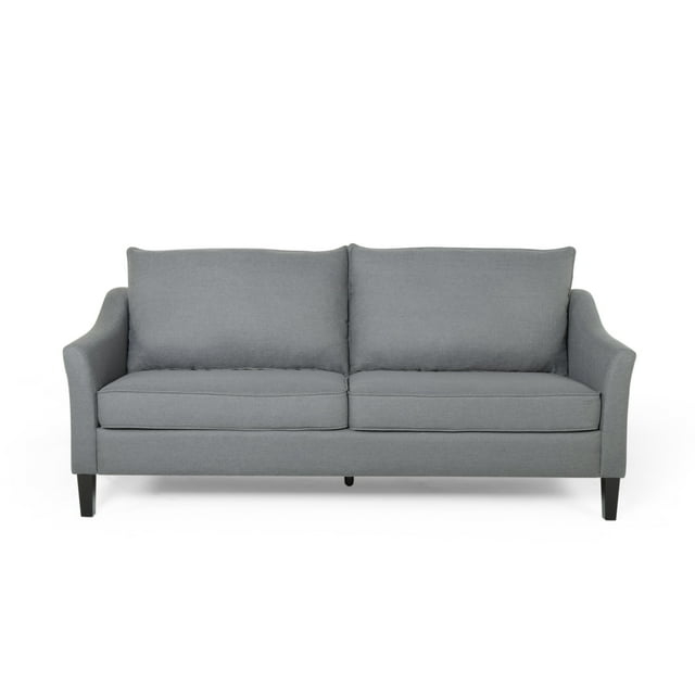 Noble House Glover Fabric 3 Seater Sofa with Pillow Cushions, Charcoal