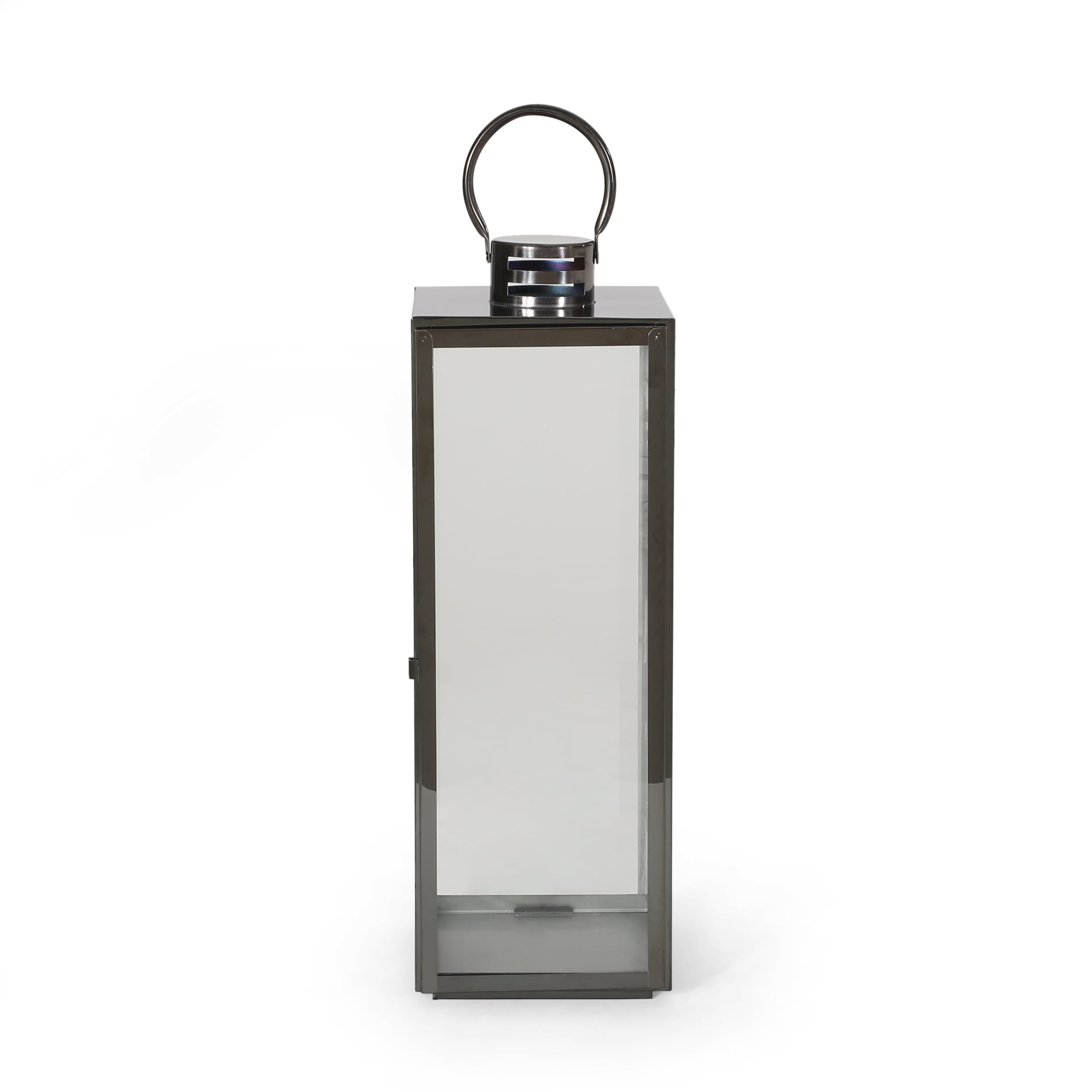 Noble House Heath 24" Modern Stainless Steel Lantern, Black