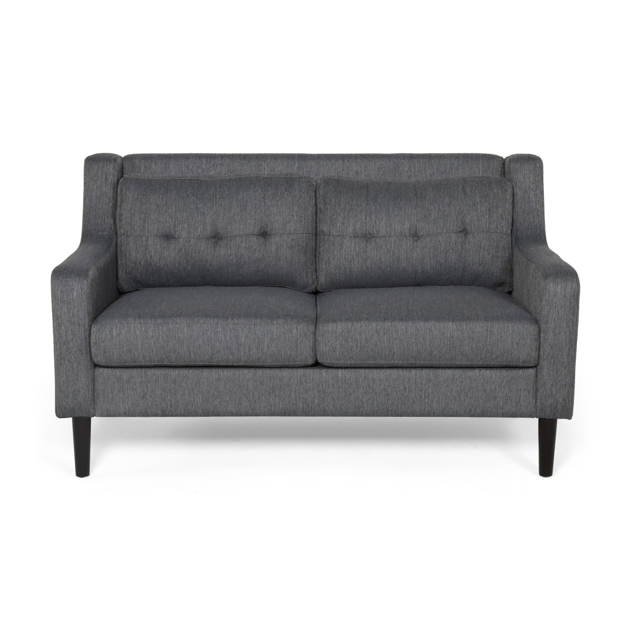 Noble House Kayden Indoor Contemporary Fabric Loveseat, Charcoal, Dark Brown