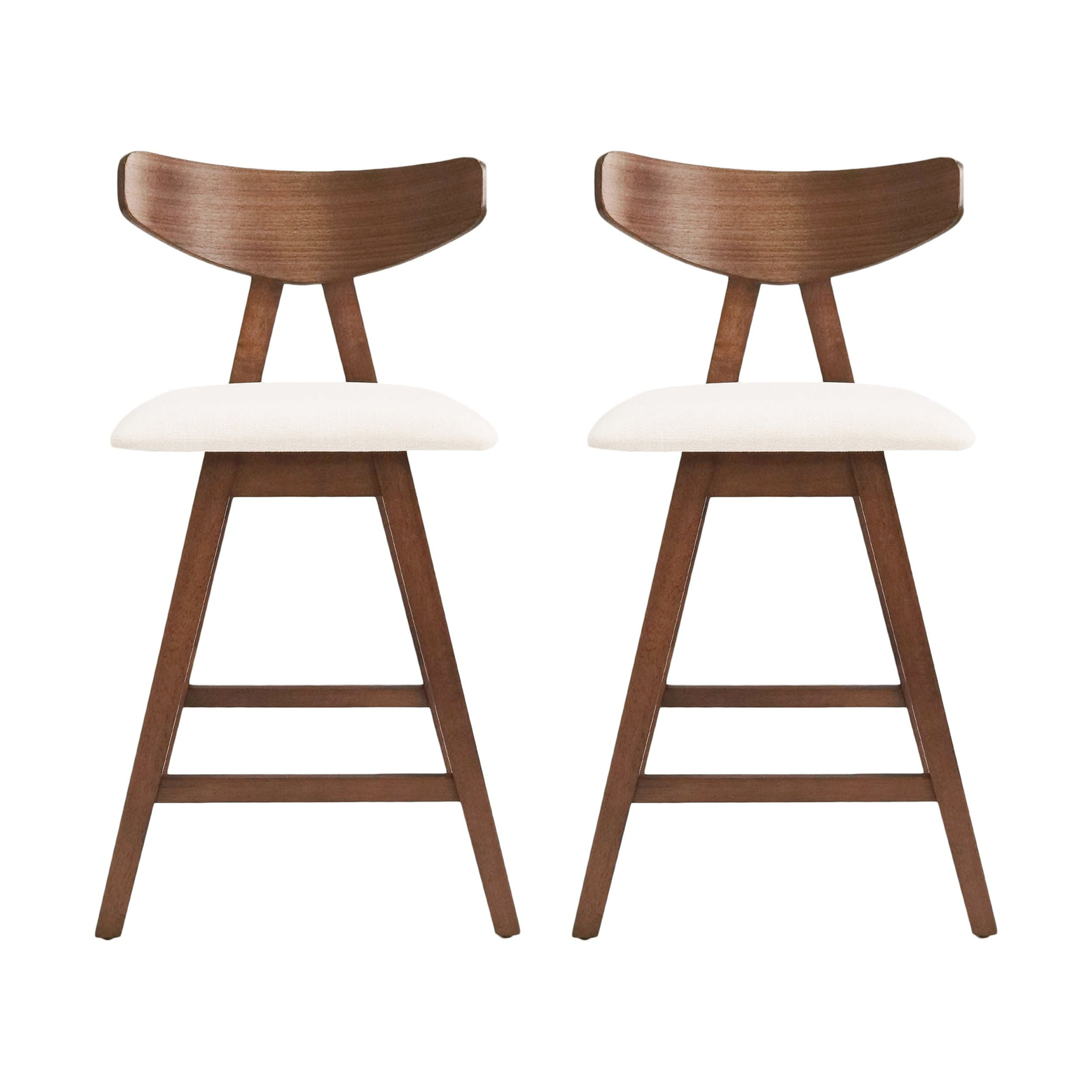 Noble House Marten Indoor Fabric Upholstered Wood Counter Stools, Set of 2, Light Beige