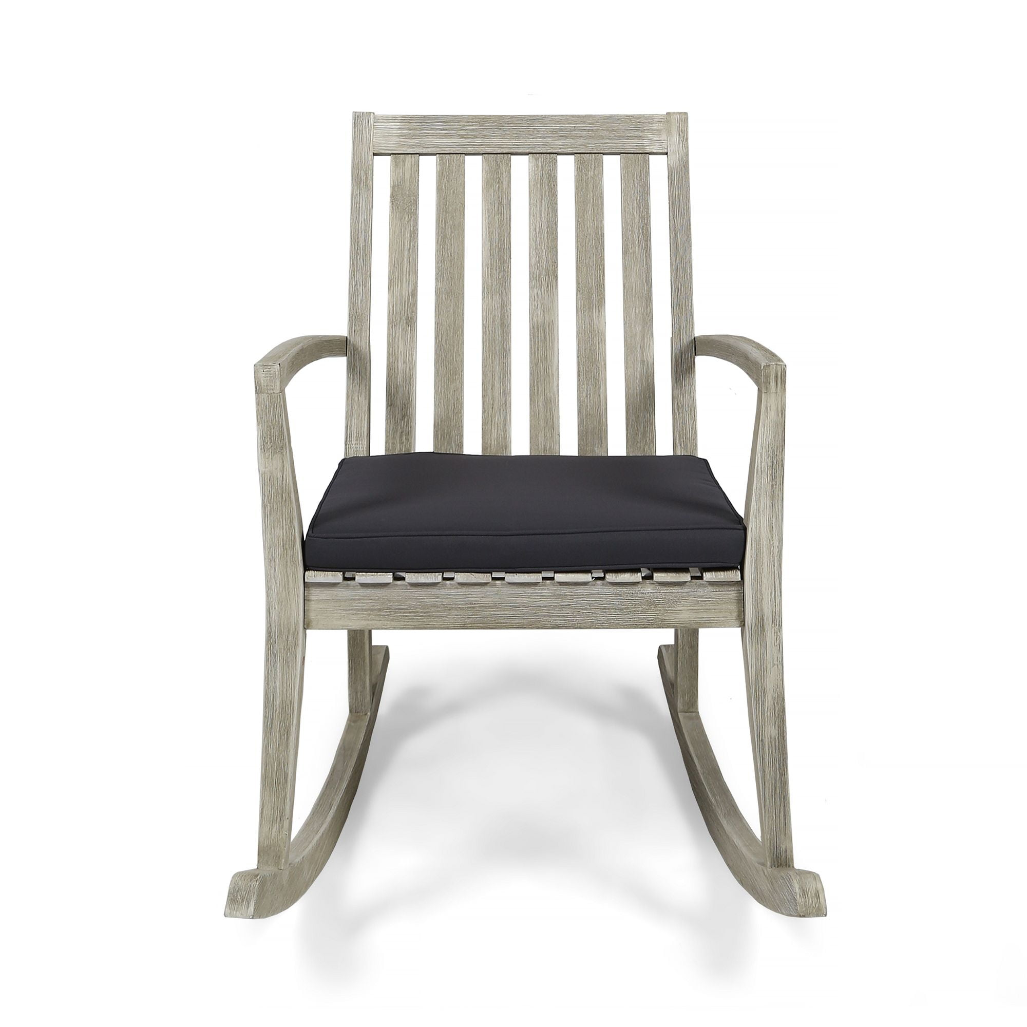 Noble House Montrose Modern Acacia Wood Patio Rocking Chair in Gray