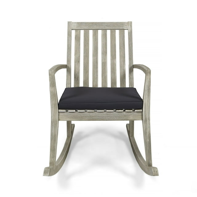 Noble House Montrose Modern Acacia Wood Patio Rocking Chair in Gray