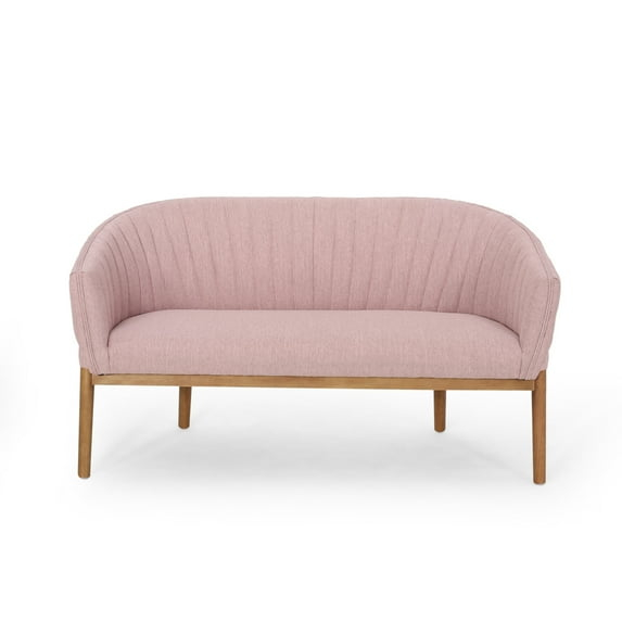 Noble House Nickolas Mediados de Siglo Tela Tapizada Loveseat, Rubor Claro