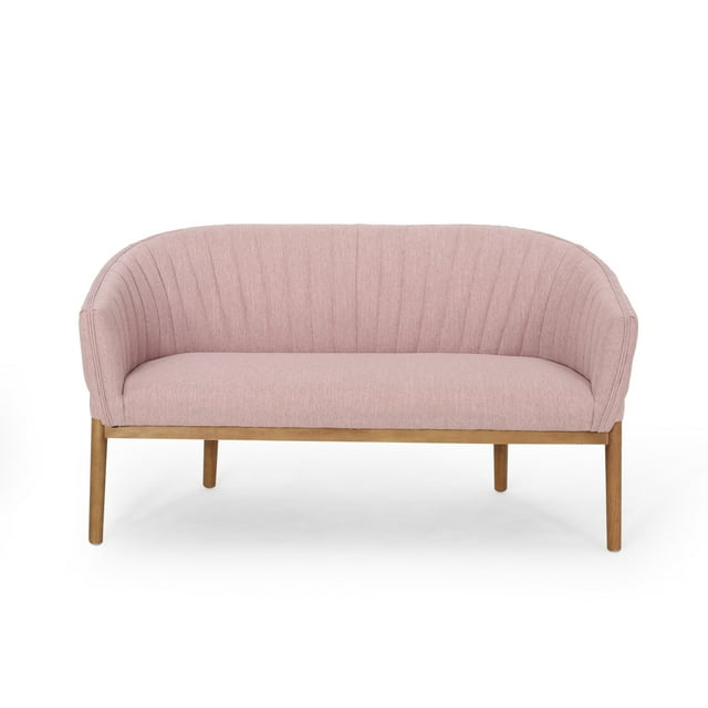 Noble House Nickolas Mediados de Siglo Tela Tapizada Loveseat, Rubor Claro