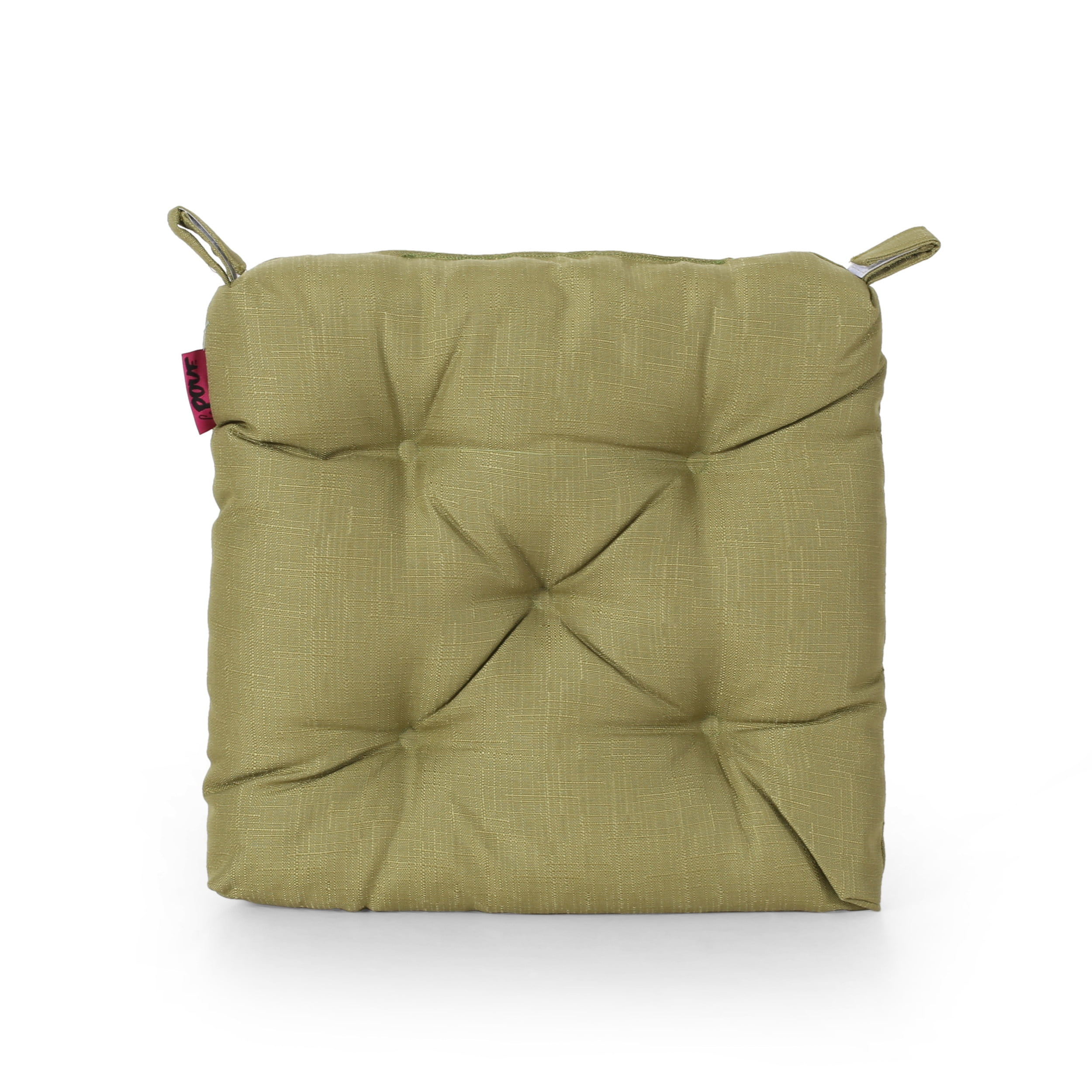 Noble House North Shore 16x16" Fabric Tufted Outdoor Chair Cushion in Green