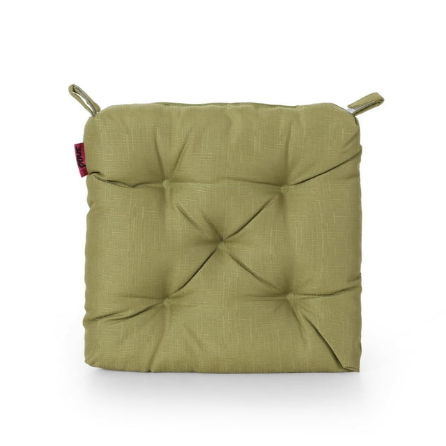 Noble House North Shore 16x16" Fabric Tufted Outdoor Chair Cushion in Green