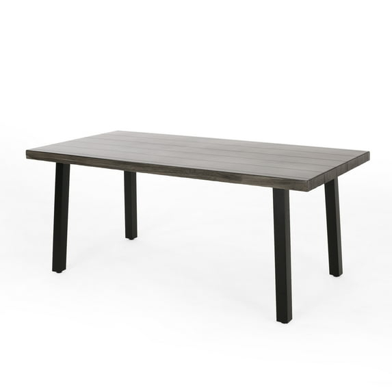 Noble House Pointe 68.75" Aluminum Patio Dining Table in Gray and Black