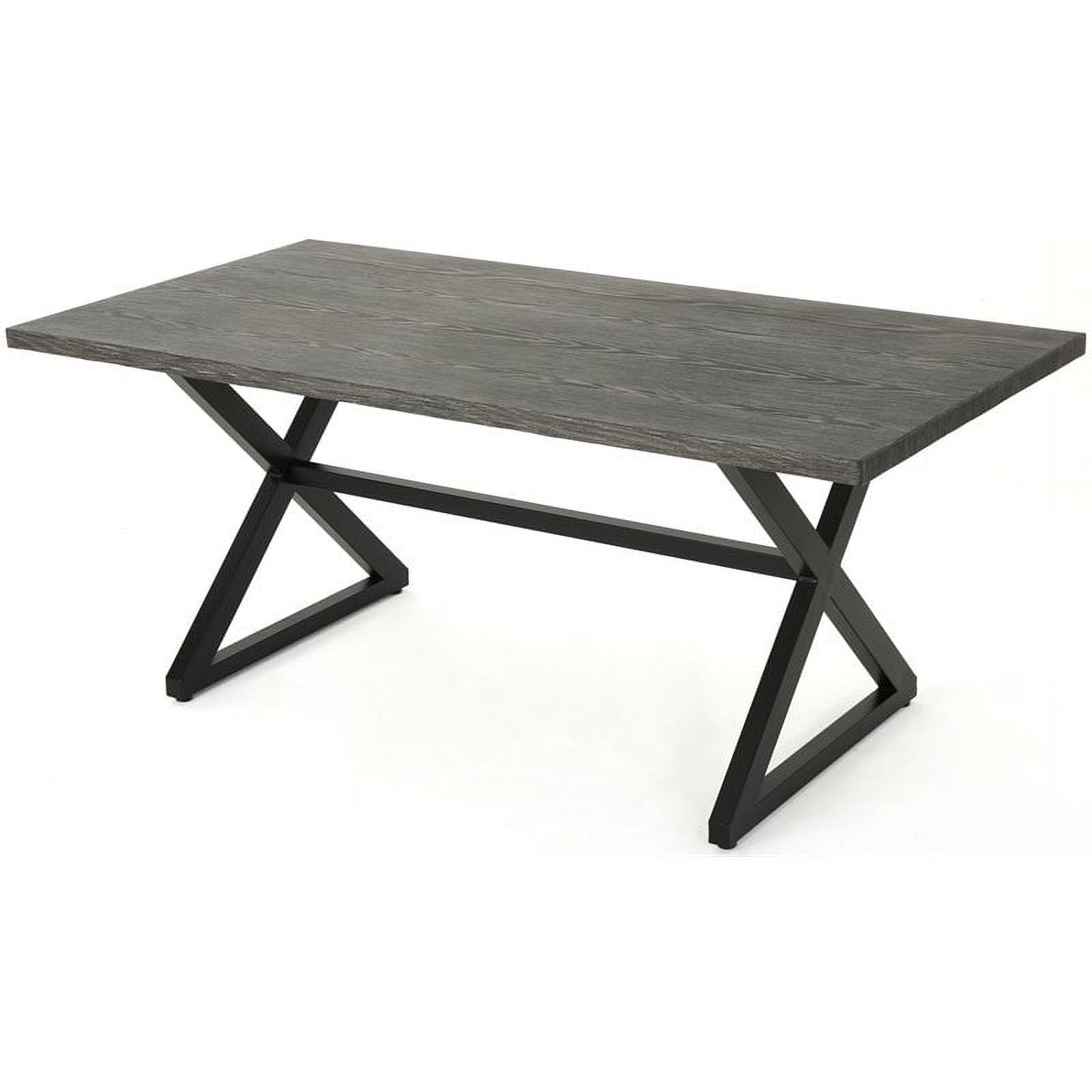 Noble House Rolando 70.5" Aluminum Patio Dining Table in Gray and Black