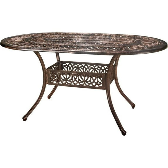 Noble House Tahoe 59.2" Oval Cast Aluminum Patio Dining Table in Shiny Copper