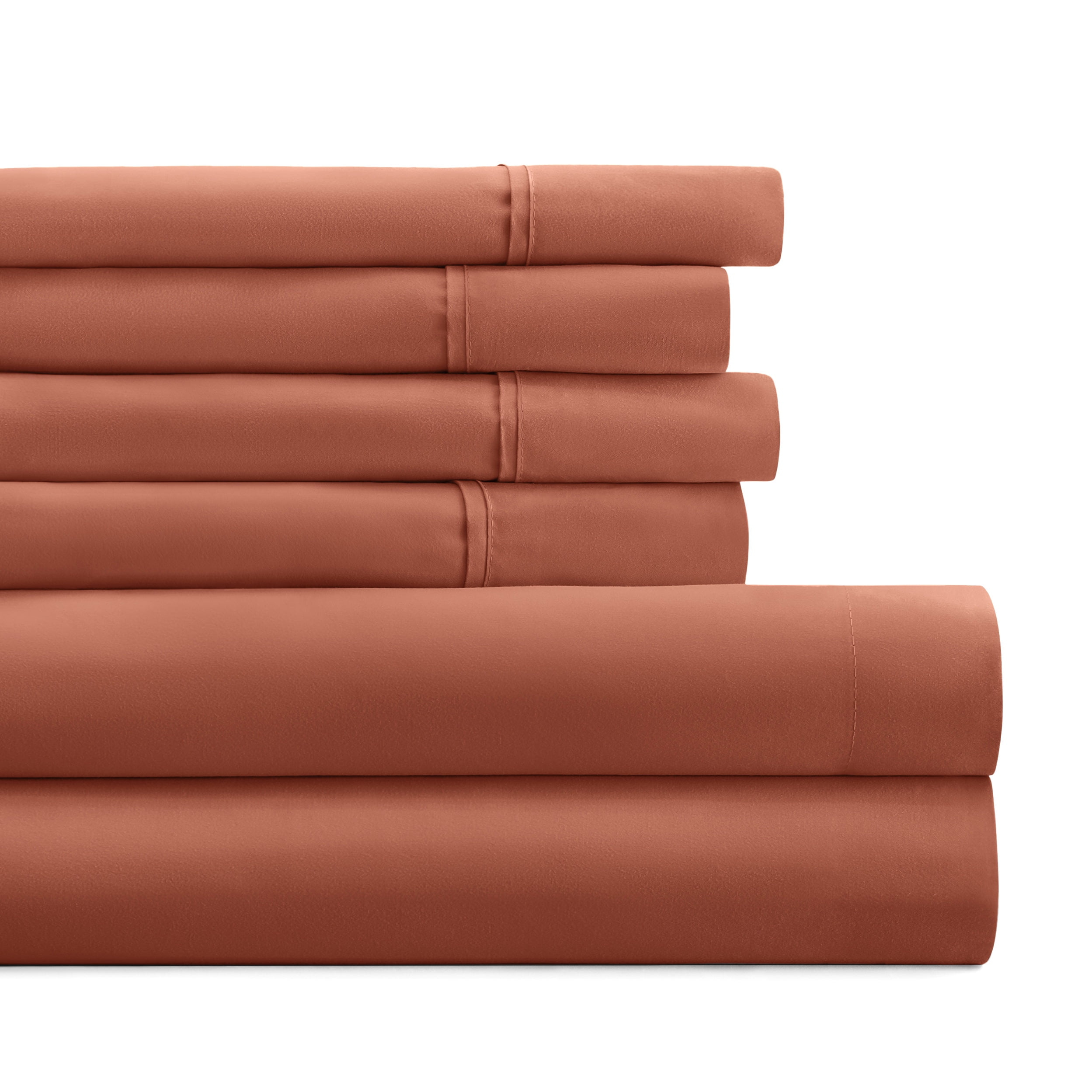 Noble Linens 6 Piece Clay Solid Microfiber Bed Sheet Set For Twin Size Bedding