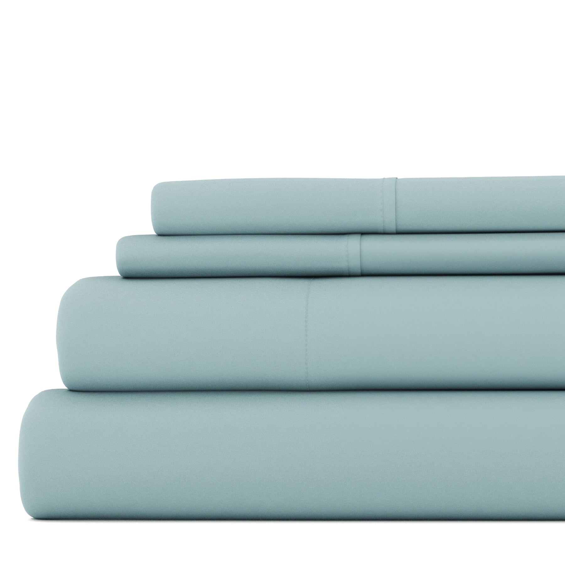 Noble Linens 4 Piece Solid Microfiber Bed Sheet Set, Ocean, King