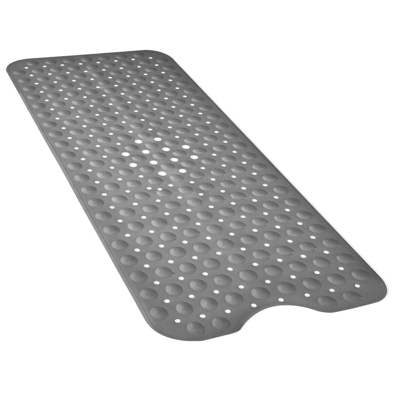 Lux Decor Collection Bath Tub Mat Non-Slip 40 x 16 Inch - Shower Mat for Bathtub with Suction Cups - Machine Washable (Gray)