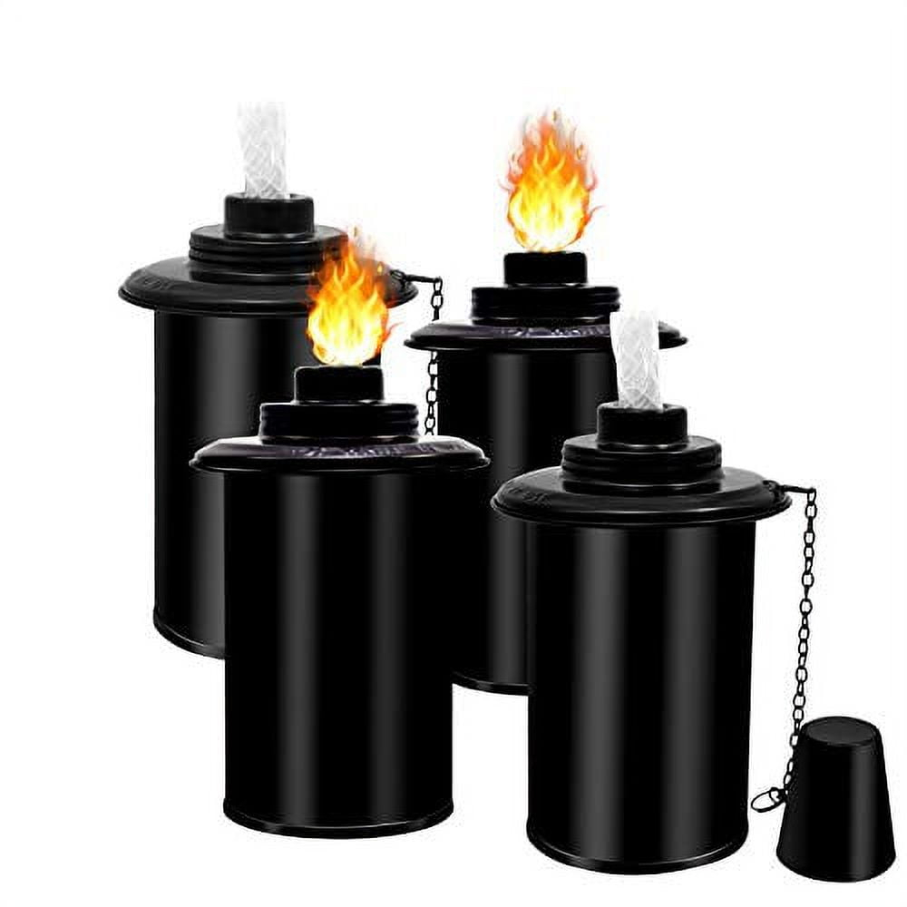 Nonley Outdoor Torch Canisters, Torch Replacement Canister 12 oz, Citronella Fuel Bamboo Torch Refill Canister with Wicks and Covers, Patio Metal Torch for Luau Party, DIY Garden Decor (4 Pack) 4 Pack