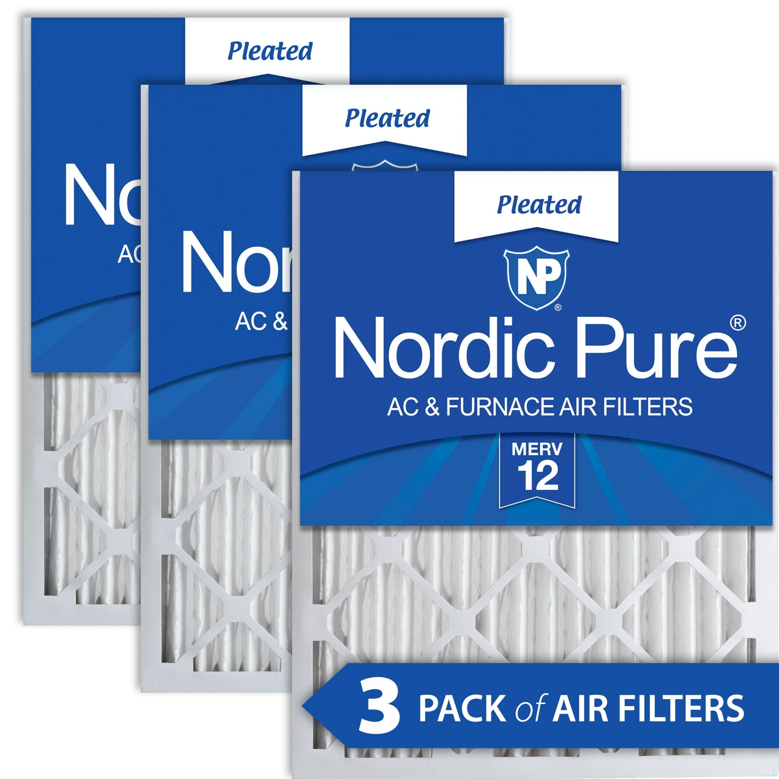 Nordic Pure 20x25x2 Pleated MERV 12 Air Filters 3 Pack