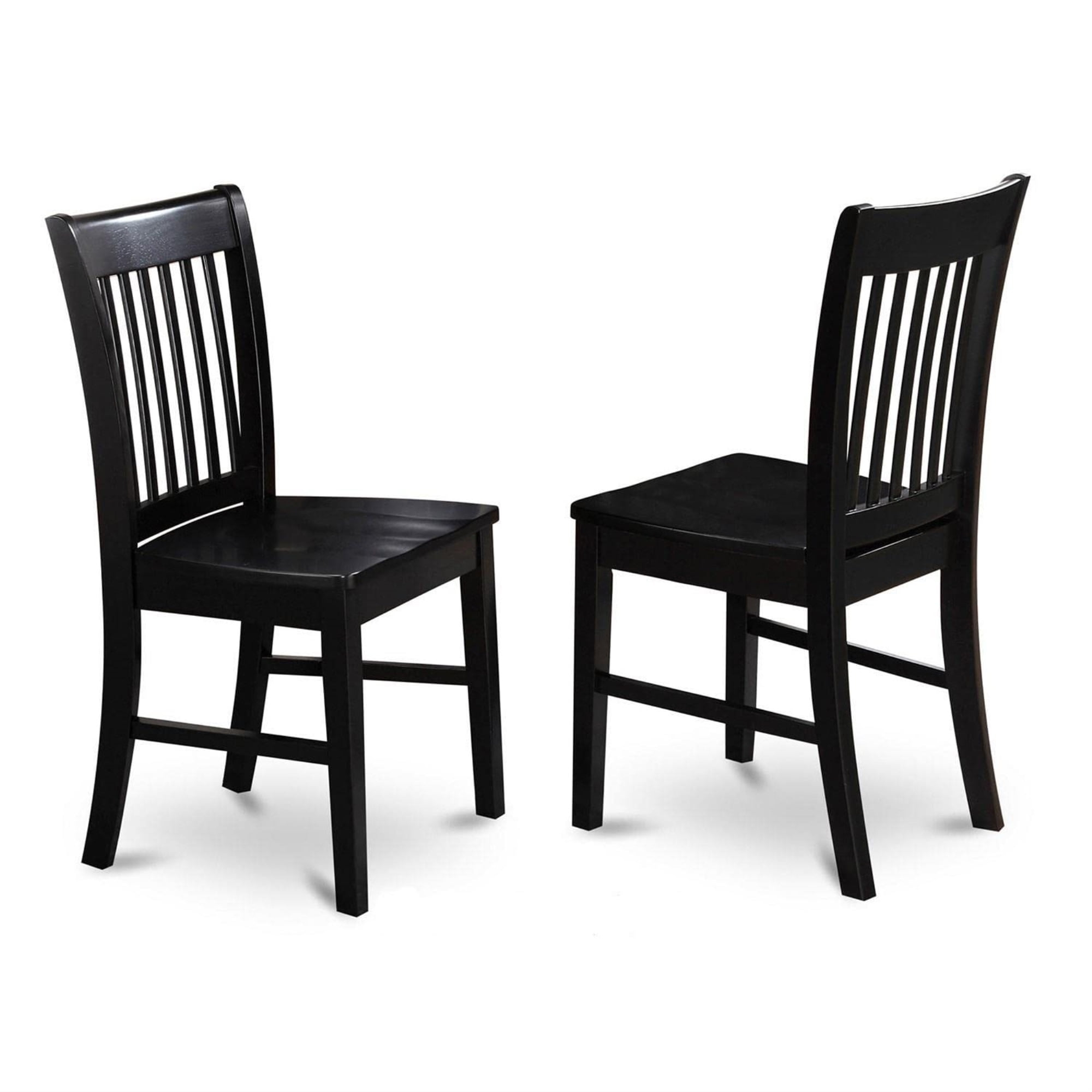 East West Furniture, Norfolk Dining Chair Wood Seat Black Finish, Set of 2