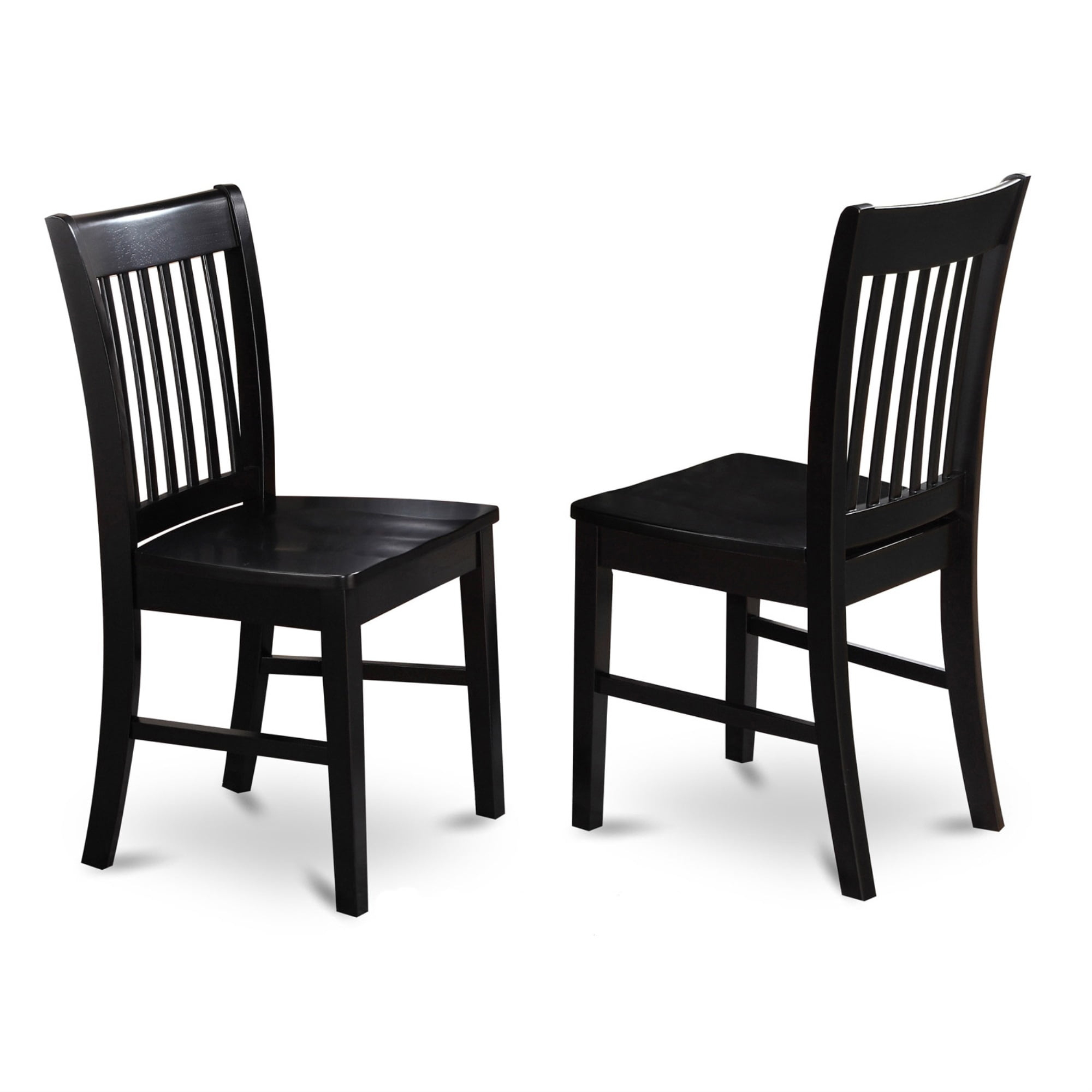 East West Furniture, Norfolk Dining Chair Wood Seat Black Finish, Set of 2