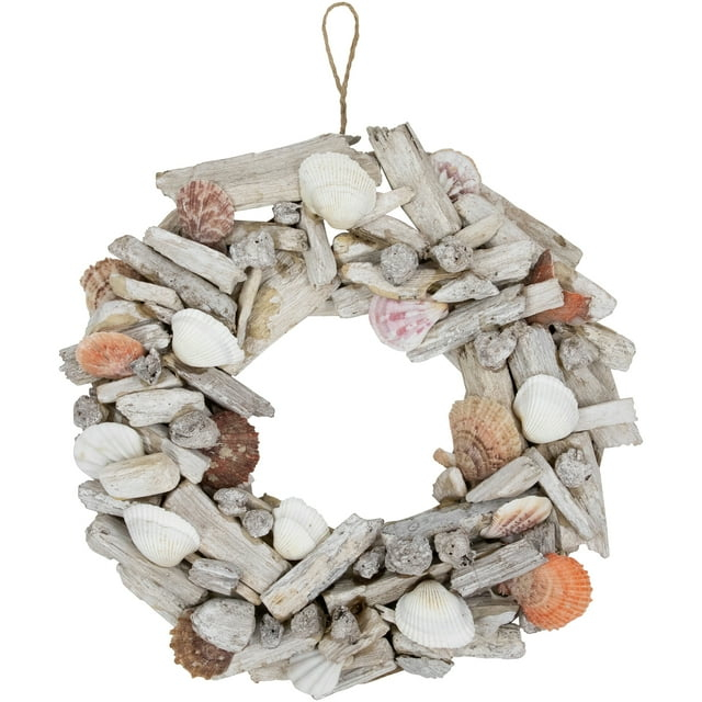 Northlight 12.5" Nautical Driftwood and Seashell Artificial Summer Wreath