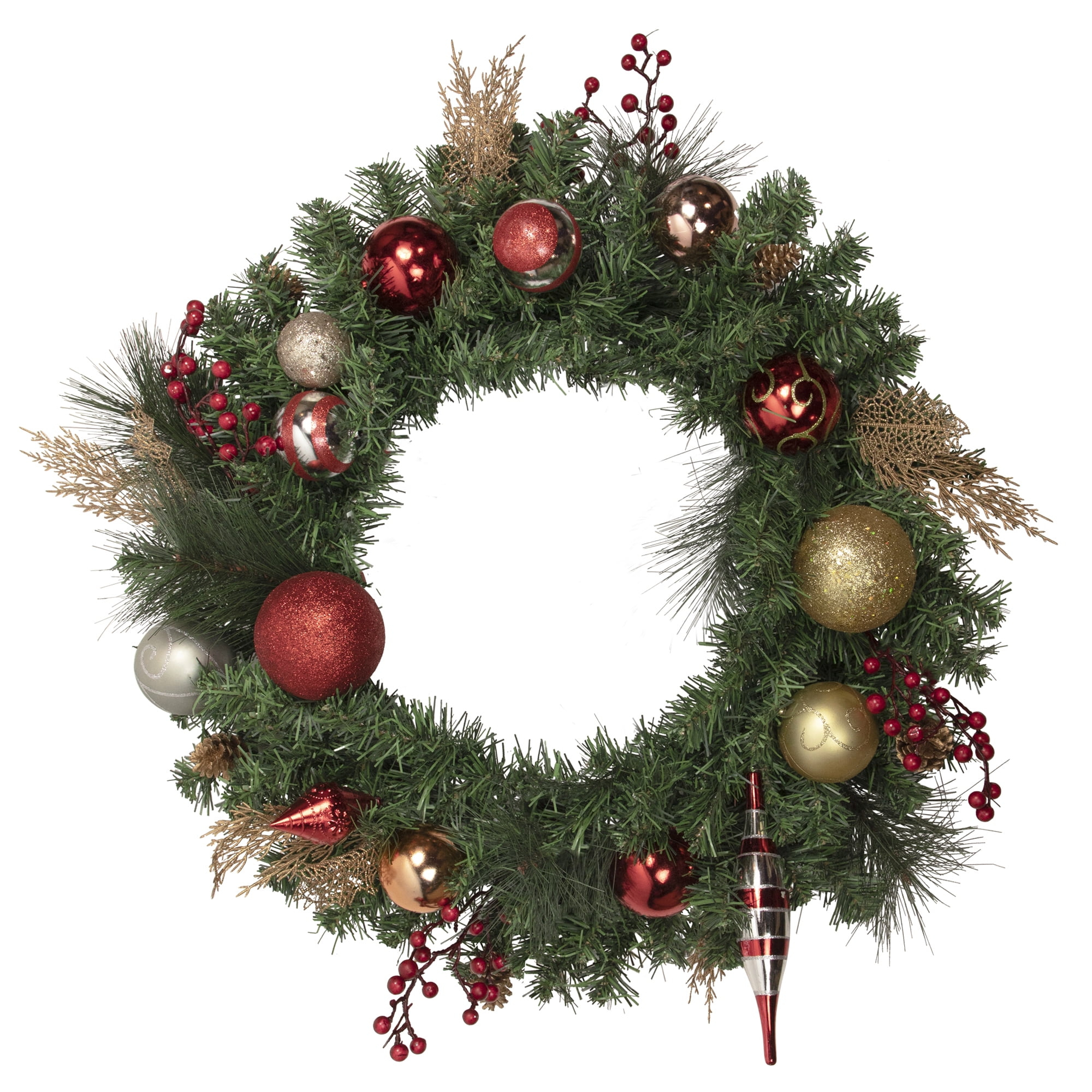 Northlight 30" Unlit Green Foliage and Ornaments Christmas Wreath
