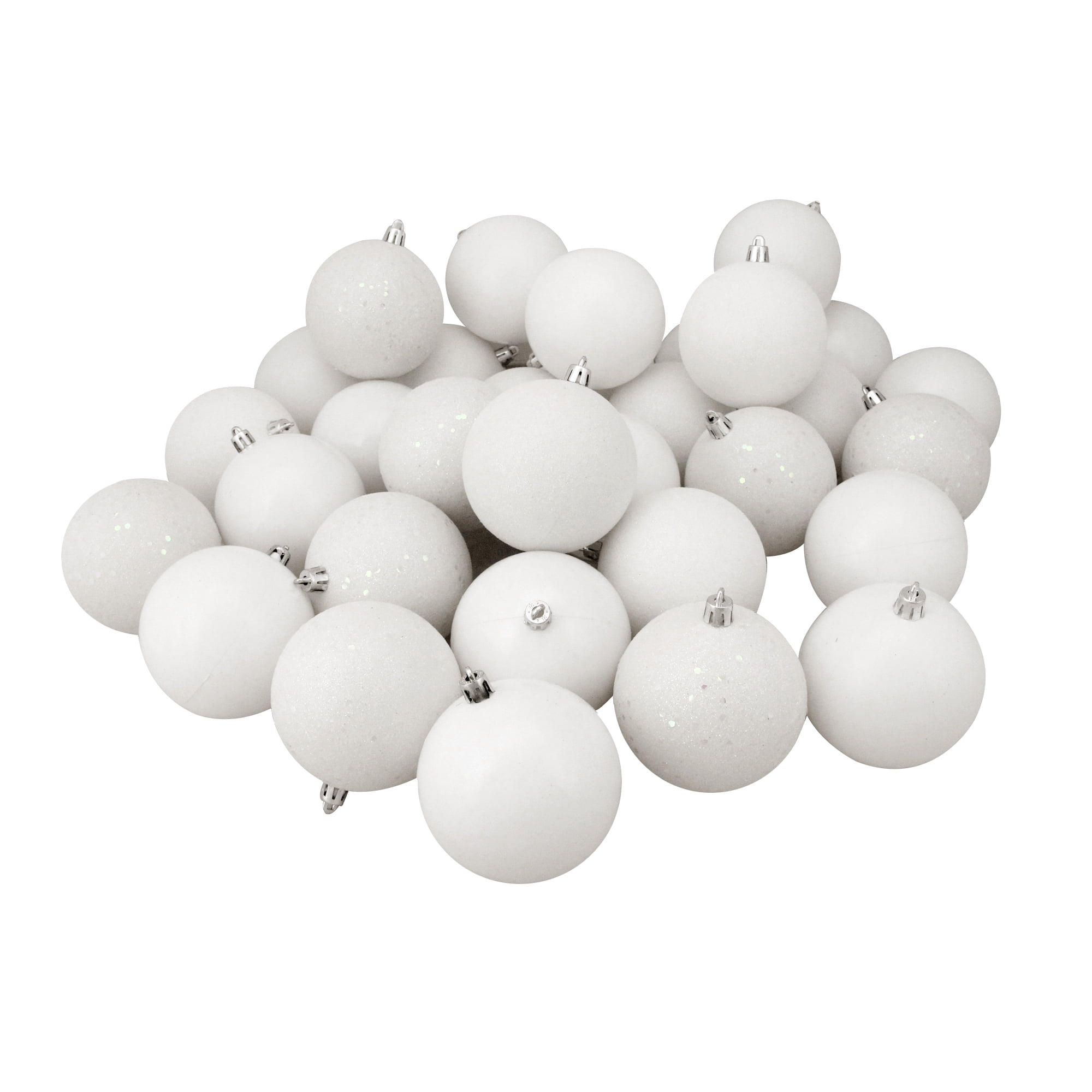 Northlight Shatterproof Shiny Christmas Ball Ornaments - 3.25" (80mm) - Iridescent White - 32ct
