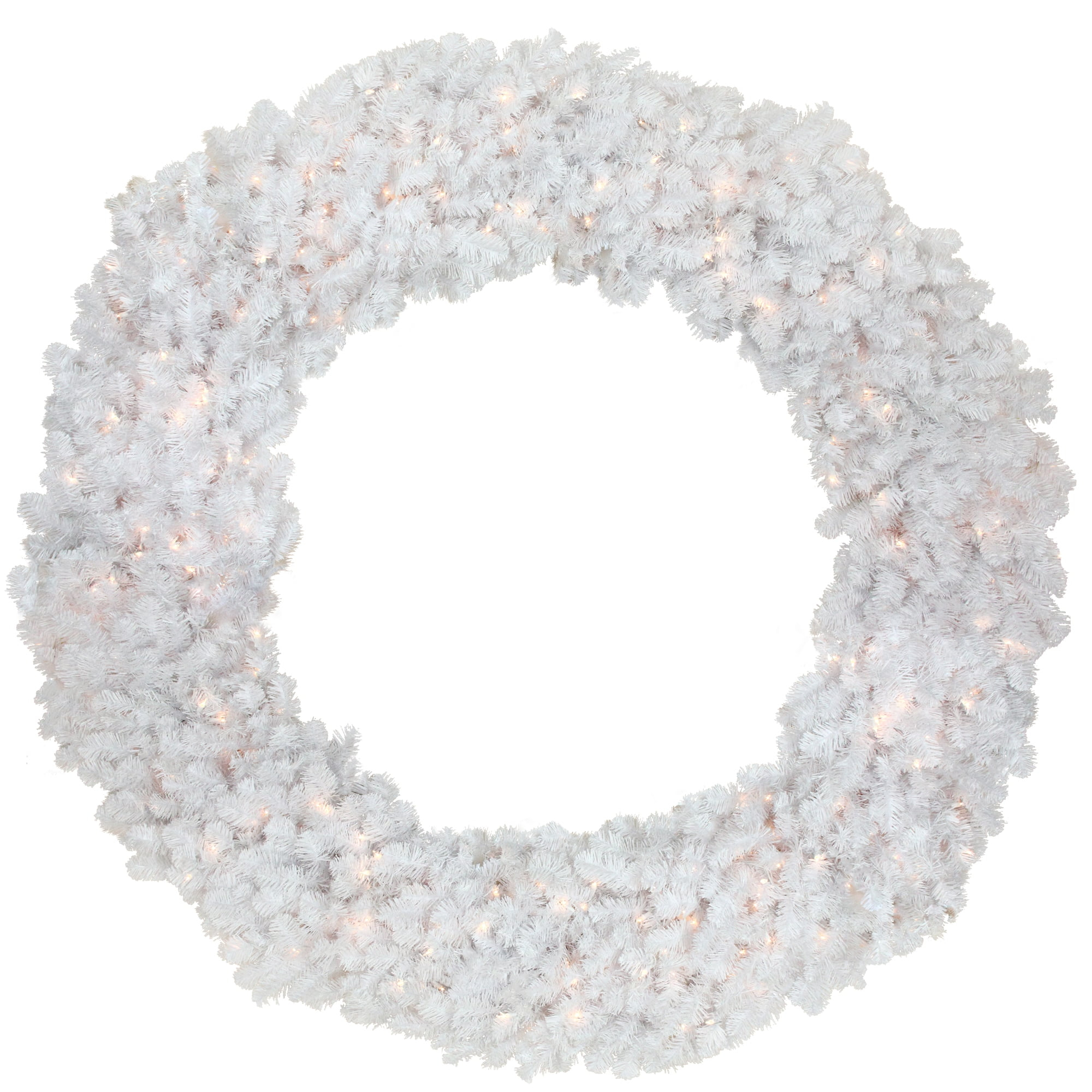 Northlight Seasonal Pre-Lit White Commercial Snow White Pine Artificial Christmas Wreath - 6-Foot Clear Lights