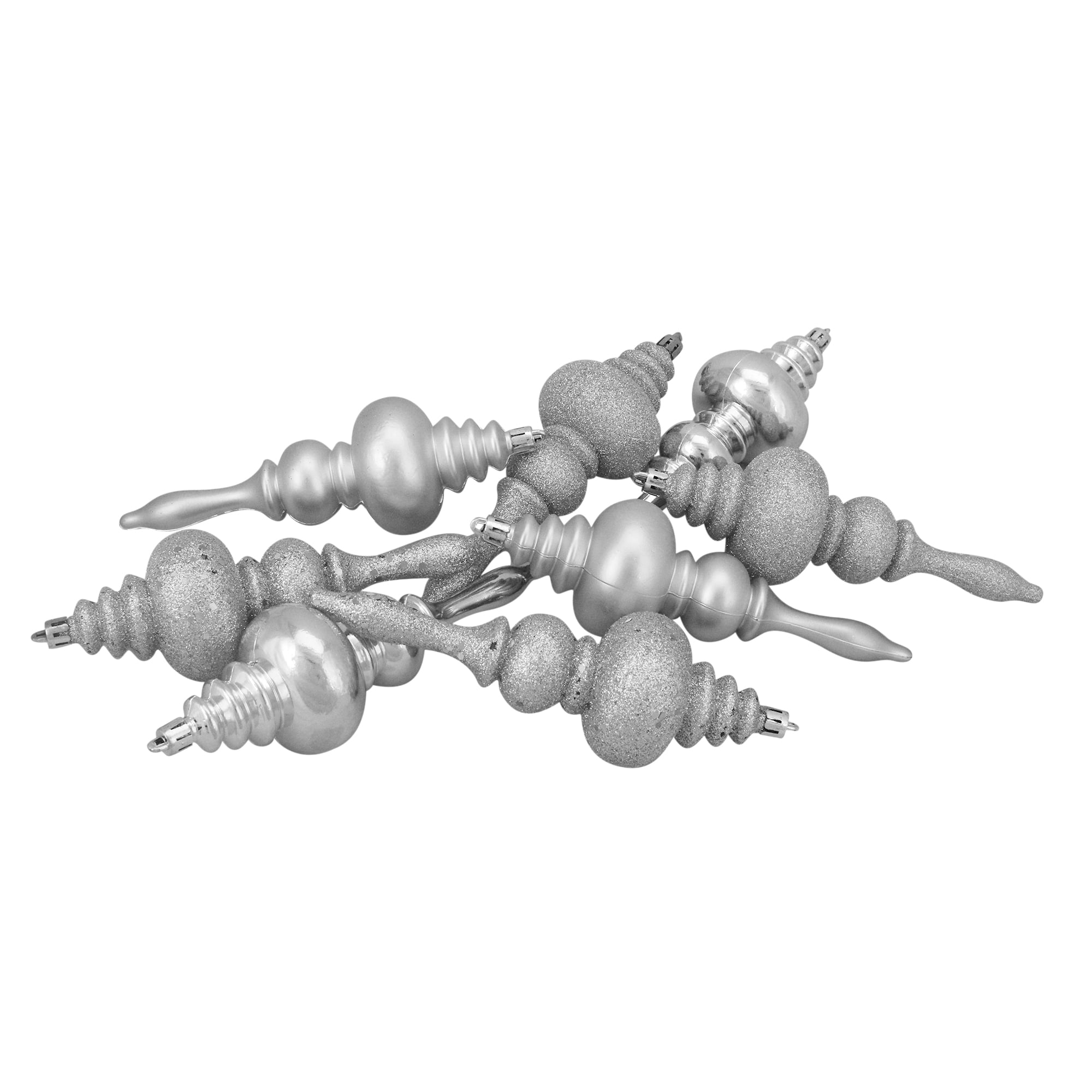 Northlight Seasonal Shatterproof 4-Finish Finial Christmas Ornaments 7" (Set of 4)