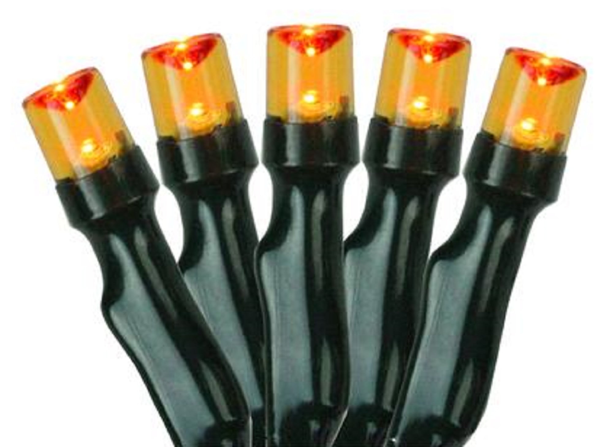 Northlight Battery Operated LED Christmas Lights - Orange - 9.5' Black Wire - 20ct
