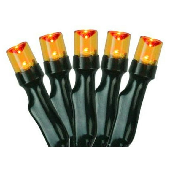 Northlight Battery Operated LED Christmas Lights - Orange - 9.5' Black Wire - 20ct