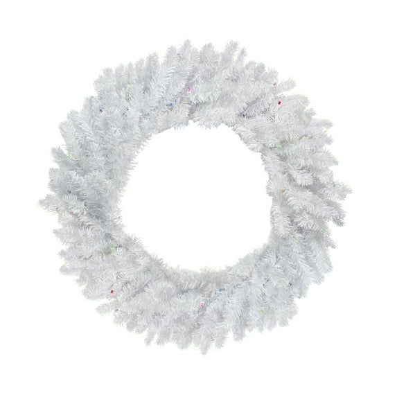 Northlight Seasonal 30" Pre-Lit LED Snow White Christmas Wreath - Multicolor Lights