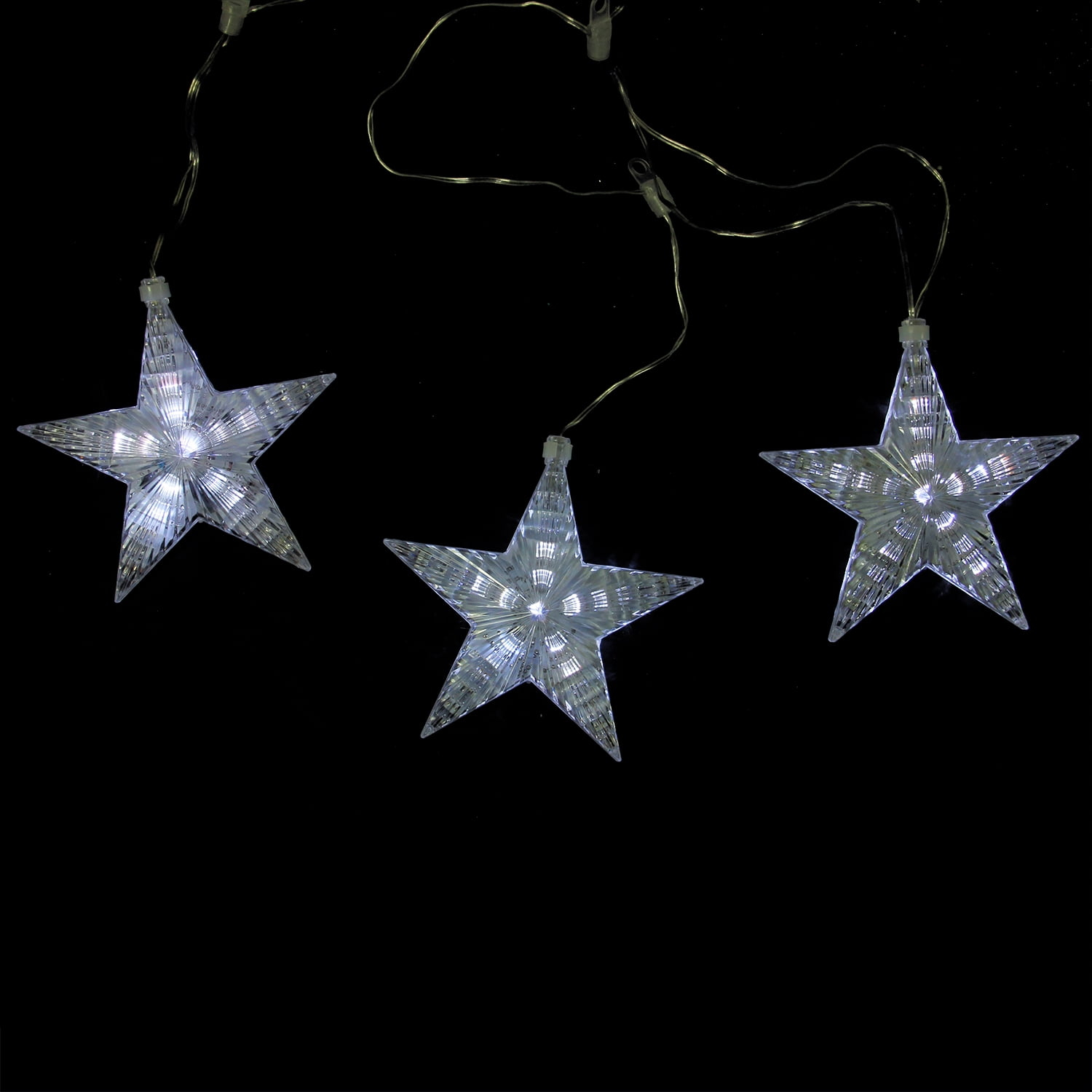 Northlight Cascading Star Christmas Lights - White - 3.5' Clear Wire - 3ct
