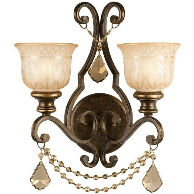7502-BU-GT-MWP-Crystorama Lighting-Norwalk - Two Light Wall Sconce-Bronze Umber Finish-Hand Cut Crystal Type-Golden Teak Crystal Color