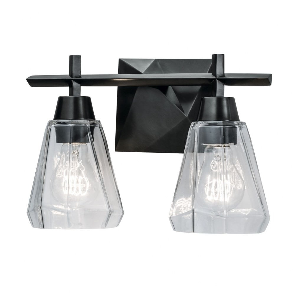 8282-ADB-CL-Norwell Lighting-Arctic - 2 Light Bath Vanity In Contemporary Style-8.5 Inches Tall and 12.5 Inches Wide-Acid Dipped Black Finish