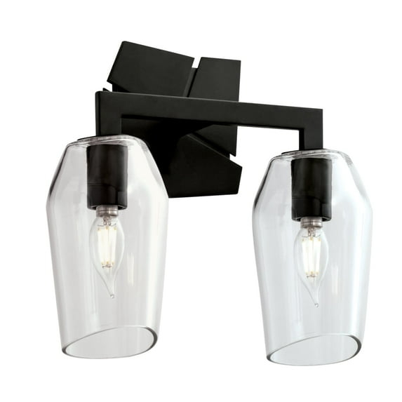Norwell Lighting Gaia Light Wall Sconce Acid Dipped Black 2 Light Black Matte