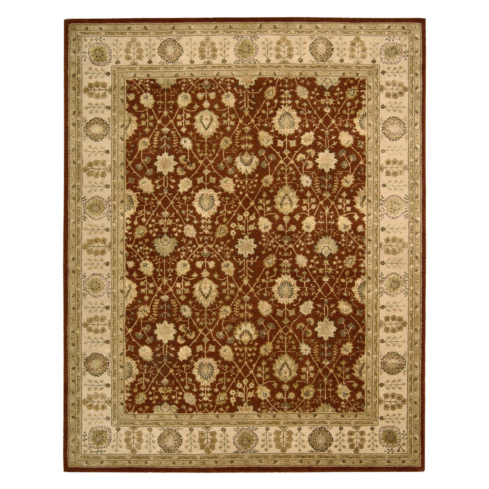 Nourison  Hand-tufted Area Rug Dark Red 2'3" x 8' Runner Contains Latex Wool Abstract 8' Runner Runner, Indoor, Handmade Rust