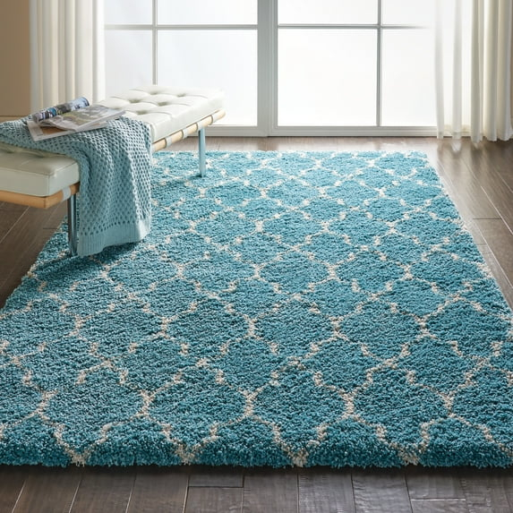 Nourison Amore Trellis Aqua 5'3" x 7'5" Area Rug, (5x7)