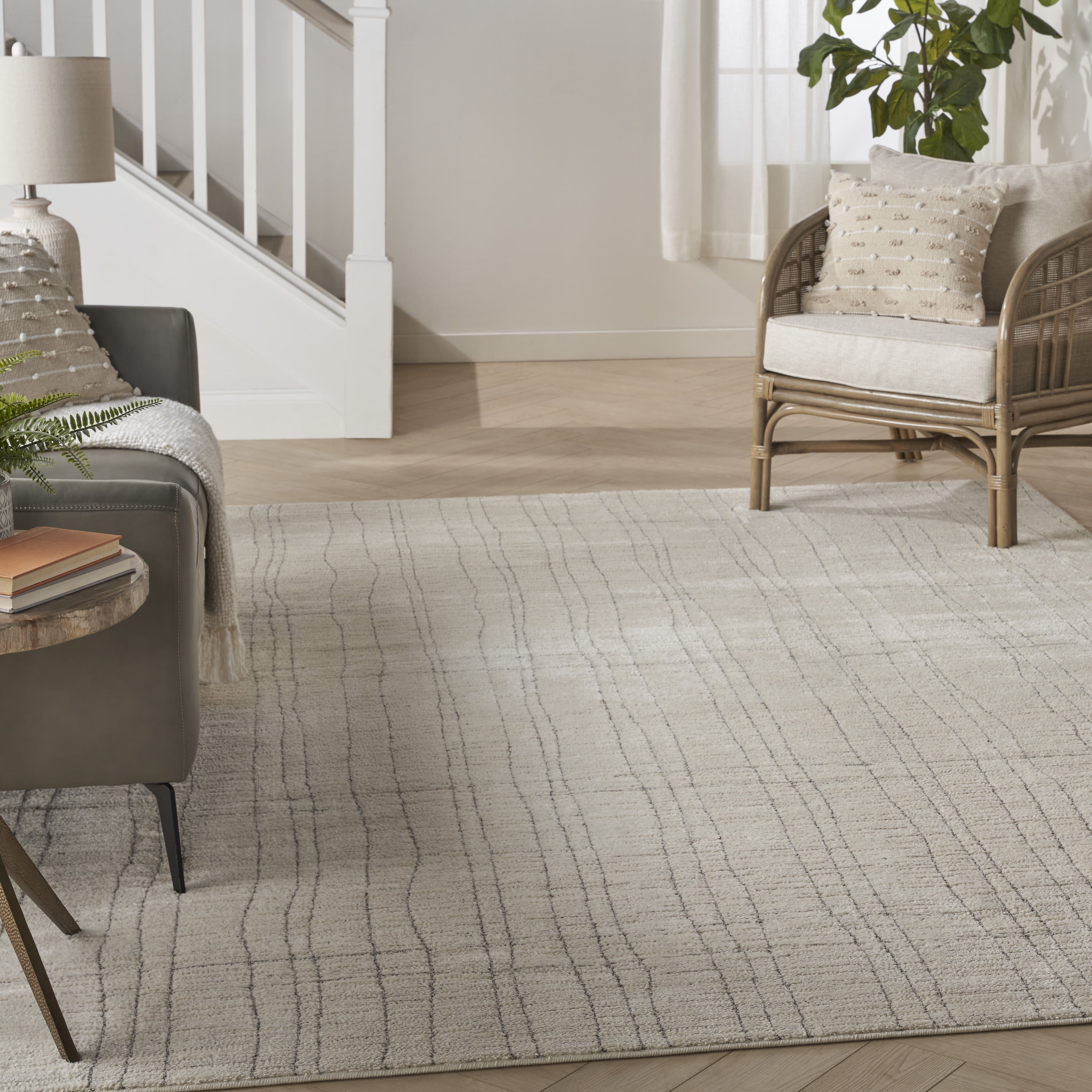 Nourison Andes Abstract Ivory Grey 9' x 12' Area Rug (9x12)