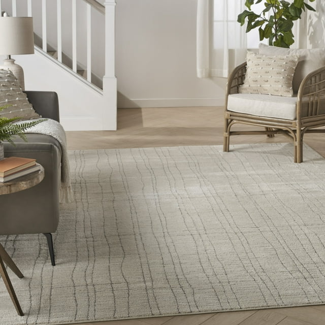 Nourison Andes Abstract Ivory Grey 9' x 12' Area Rug (9x12)