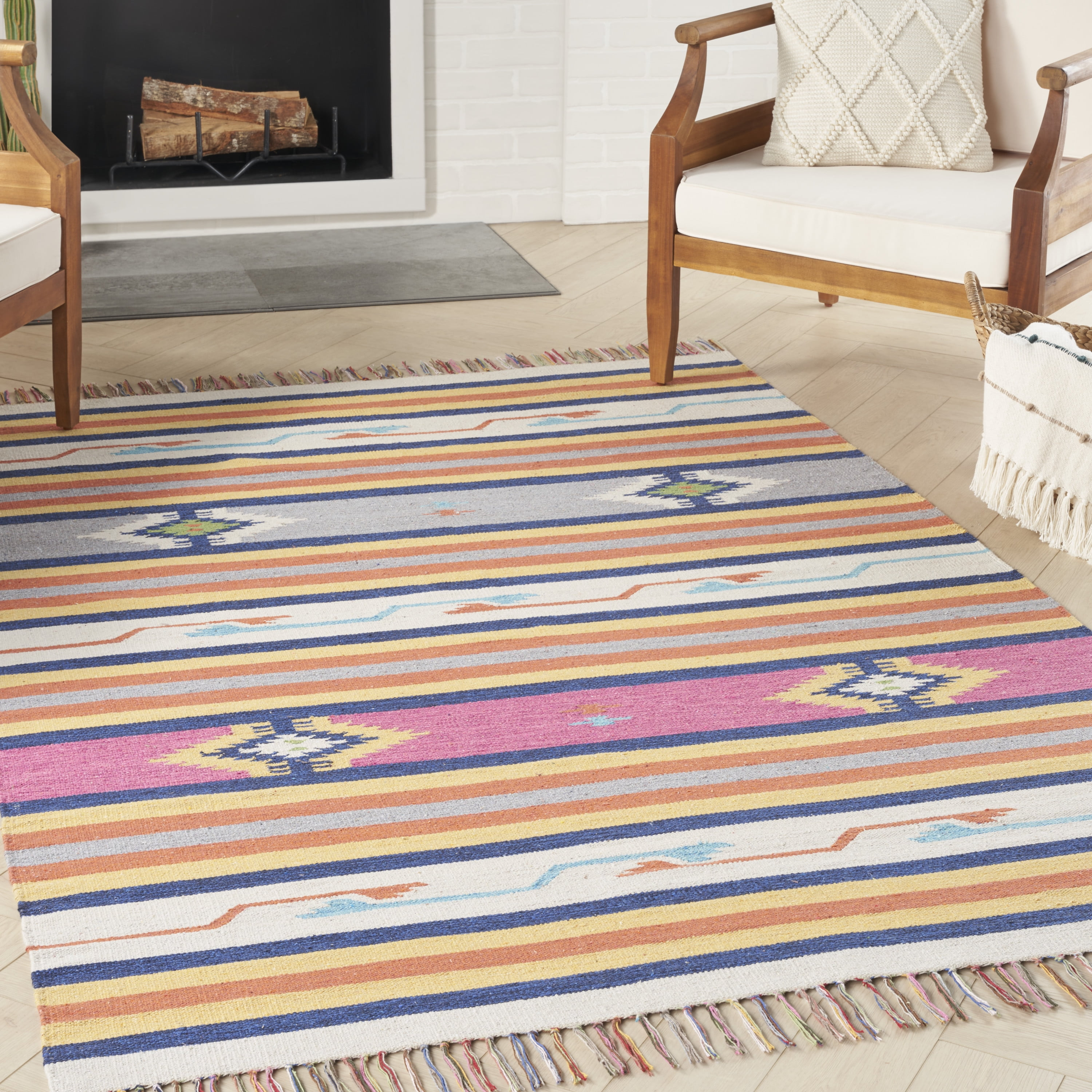 Nourison Baja Tribal Ivory 6'6" x 9'6" Area Rug, (7x10)