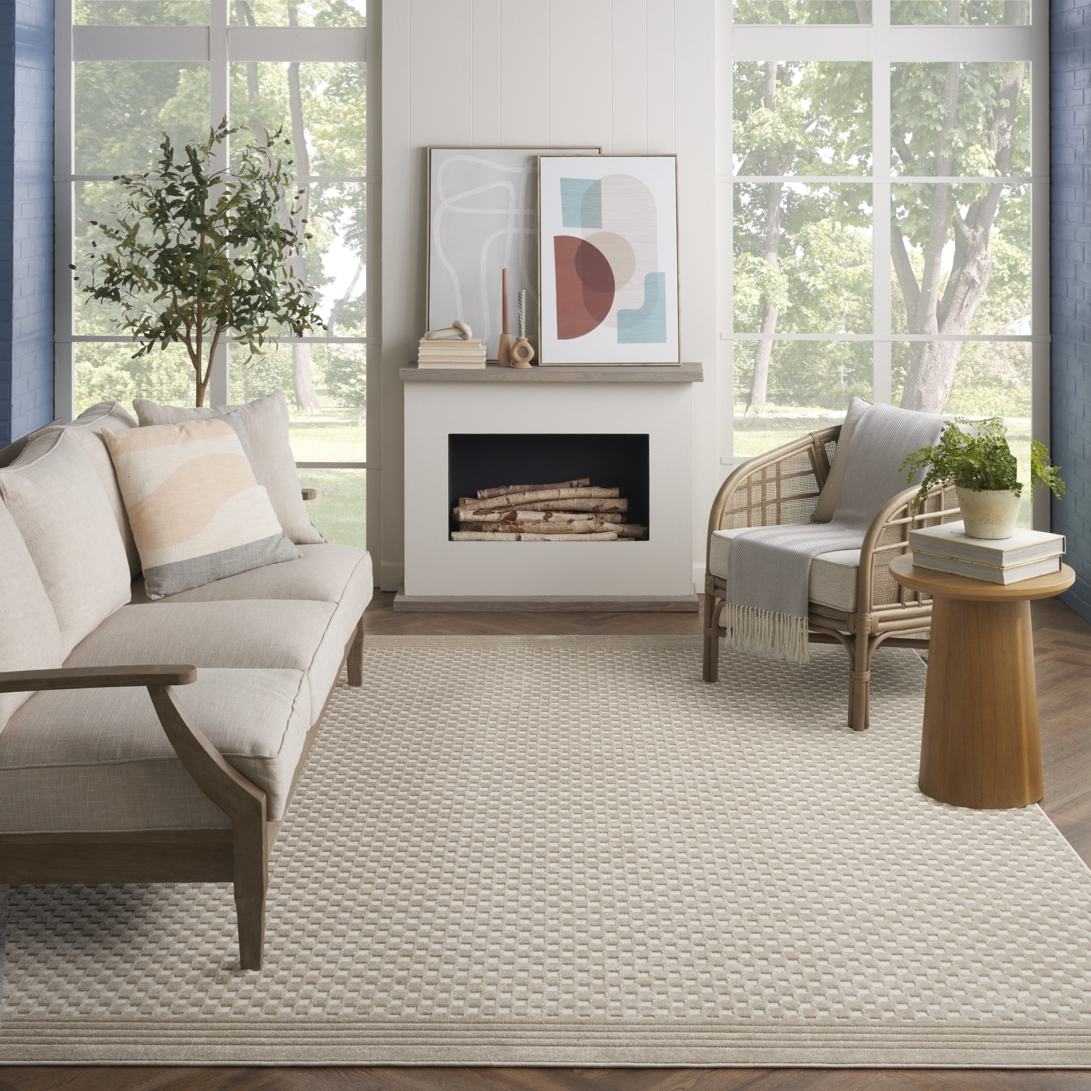 Nourison Casual 7'10" x 9'10" Beige Modern Indoor Rug