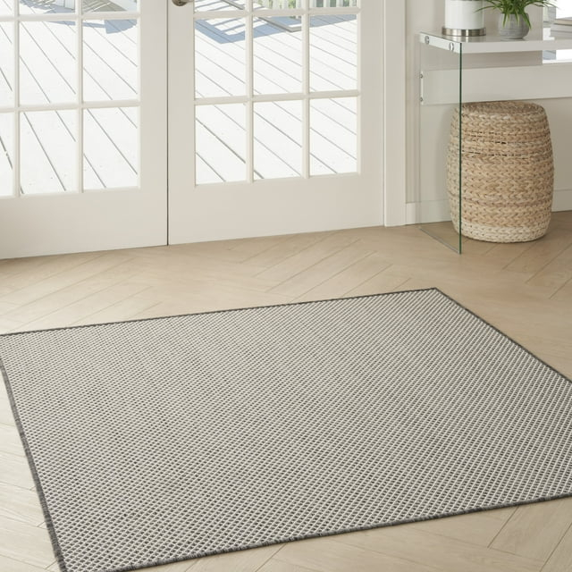 Nourison Courtyard Indoor/Outdoor Ivory/Charcoal 4' x Square Area Rug (4 Square)