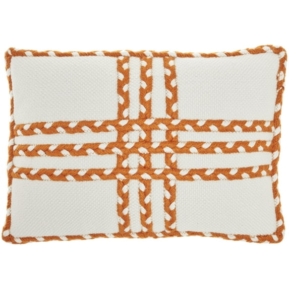 Nourison Crossed Braids Orange 14" x 20" Indoor/Outdoor Throw Pillow