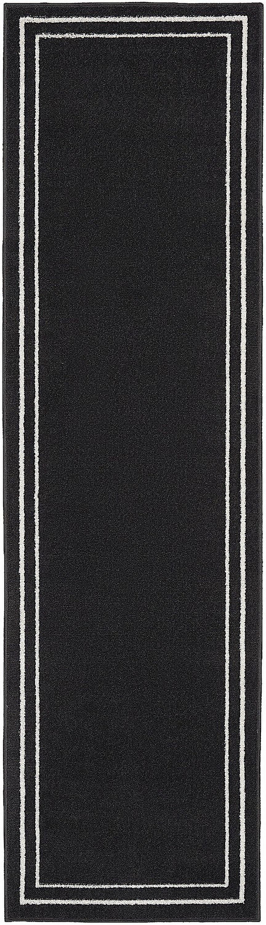 Nourison Essentials Indoor/Outdoor Black Ivory 2' x 6' Area Rug, (2x6)